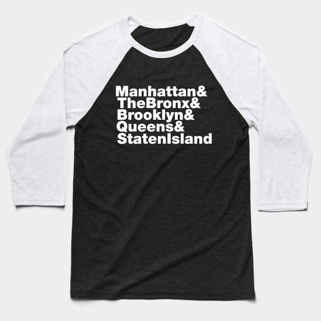 5 Boroughs ~ New York City Baseball T-Shirt by forgottentongues